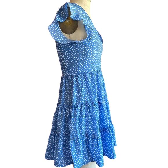 Womens Dress Size Small Blue Ruffles Summer Girly Cottage Garden Party Vacation - Picture 4 of 8